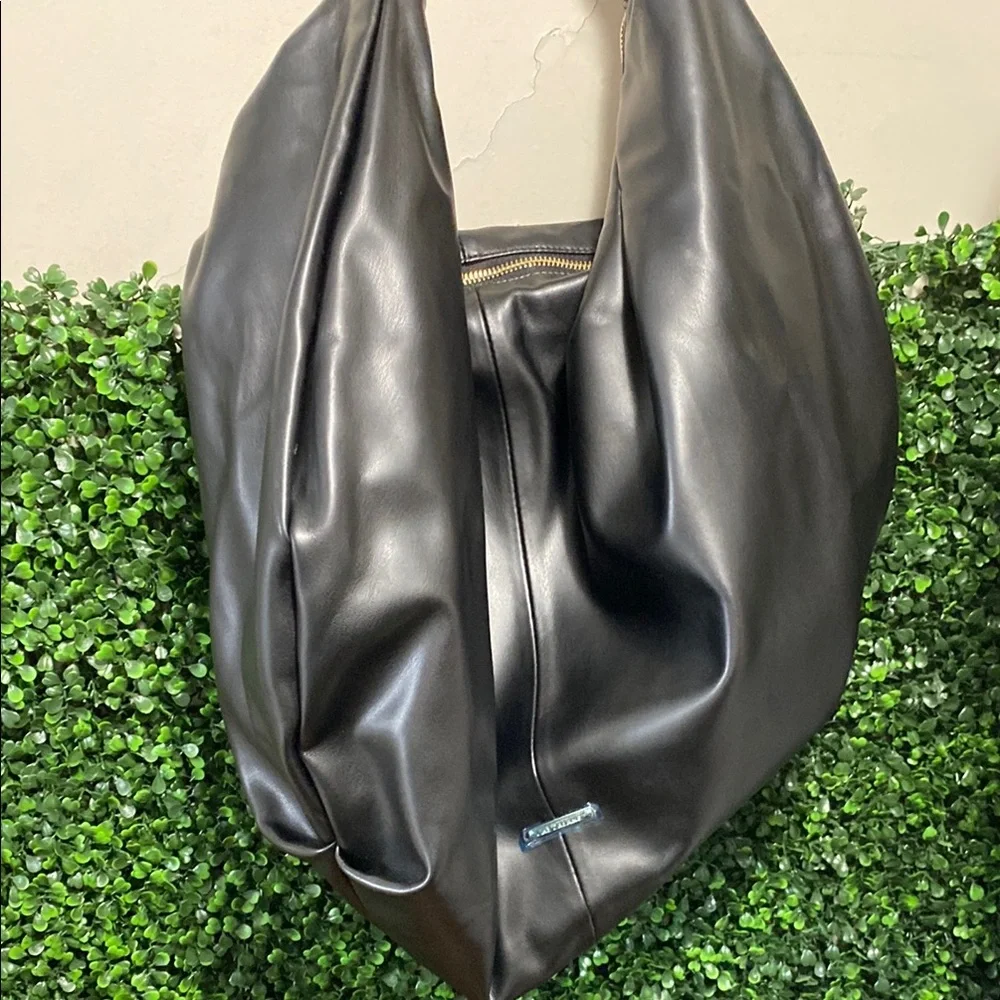 Elegant Black Faux Leather Hobo